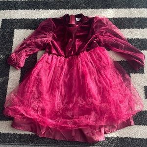 PatPat Burgundy Tulle and Velvet Dress 4-5T